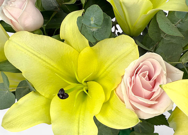 Lemon Blush Charm Mixed Flower Arrangement