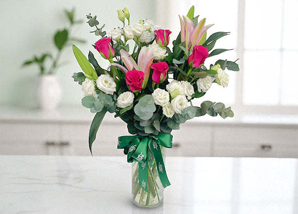 Crimson Summer Mixed Flower Arrangement