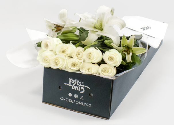 White Roses With White Lilies Gift Box (ROA71)