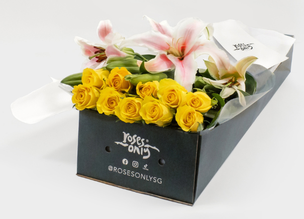 Yellow Roses With Pink Lilies Gift Box (ROA82)