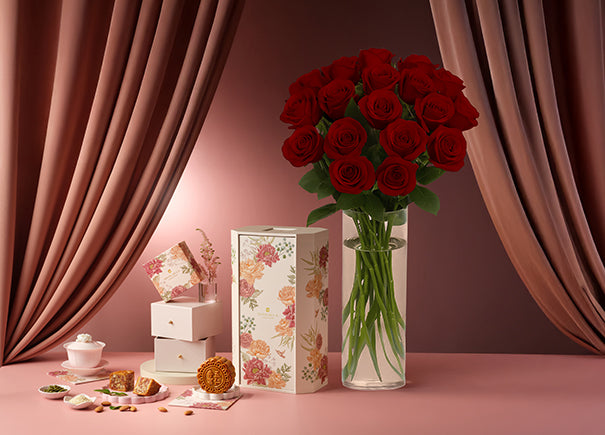 Red Rose Signature Gift Box x Shangri-La Assorted Baked Mooncake 4pcs Gift Set (ROAMAJ08)