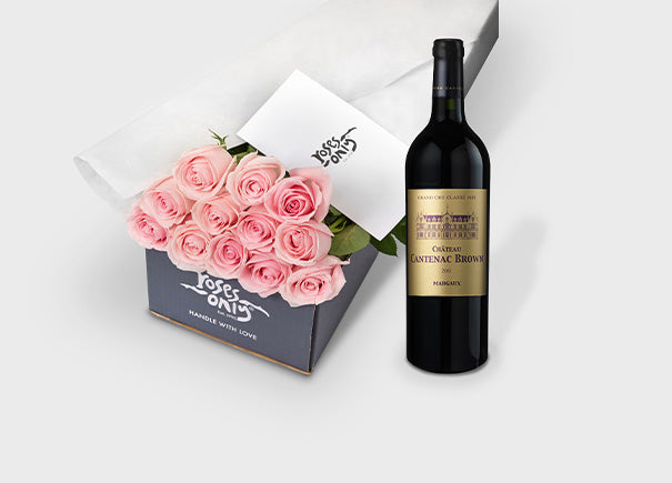 Light Pink Roses with Chateau Cantenac Brown, Margaux 2015 (ROA144)