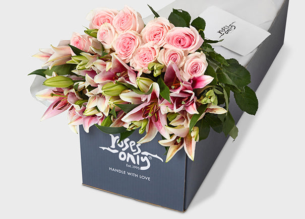 Pink Roses With Pink Lilies Gift Box (ROA81)