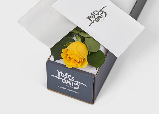 Single Stem Yellow Rose Gift Box