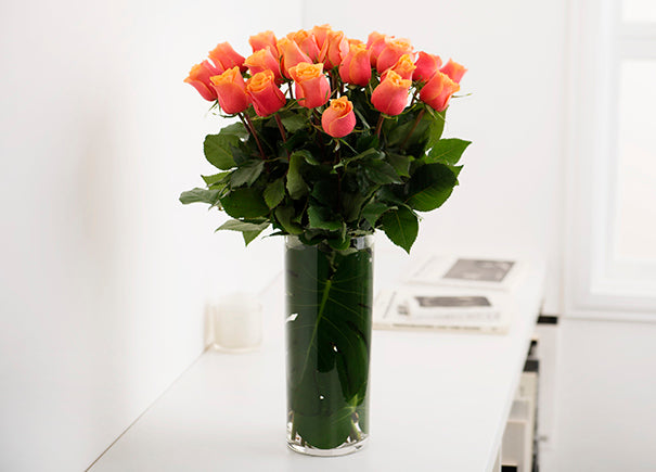 Cherry Brandy Roses Gift Box with Vase (ROA188)