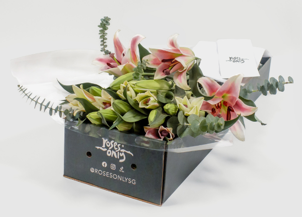 Pink Lilies With Eucalyptus Gift Box (ROA125)