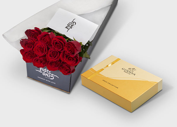 Valentine's Day Red Roses with Godiva Gold Collection Chocolate Gift Box (VGROA147)