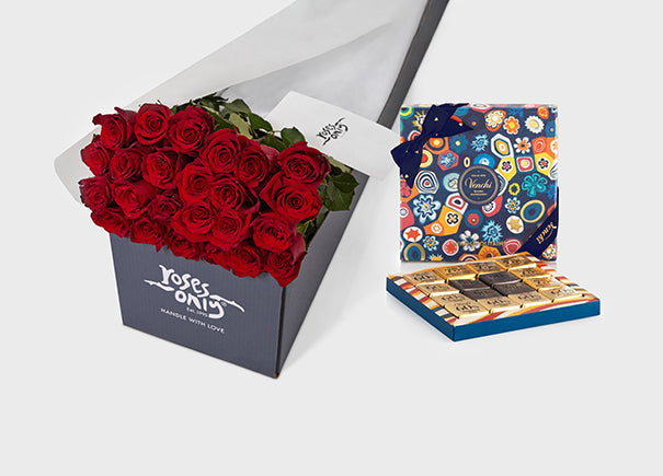 Red Roses with Venchi Murrine Mini Blend Giftbox (ROA321)