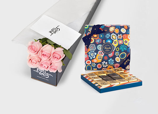 Light Pink Roses with Venchi Murrine Mini Blend Giftbox (ROA322)