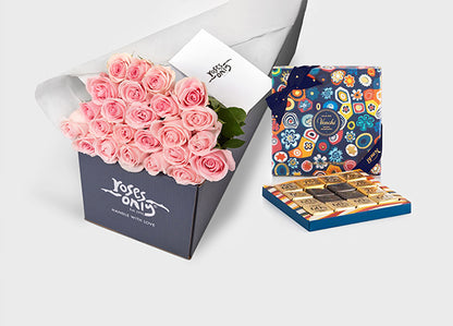 Light Pink Roses with Venchi Murrine Mini Blend Giftbox (ROA322)