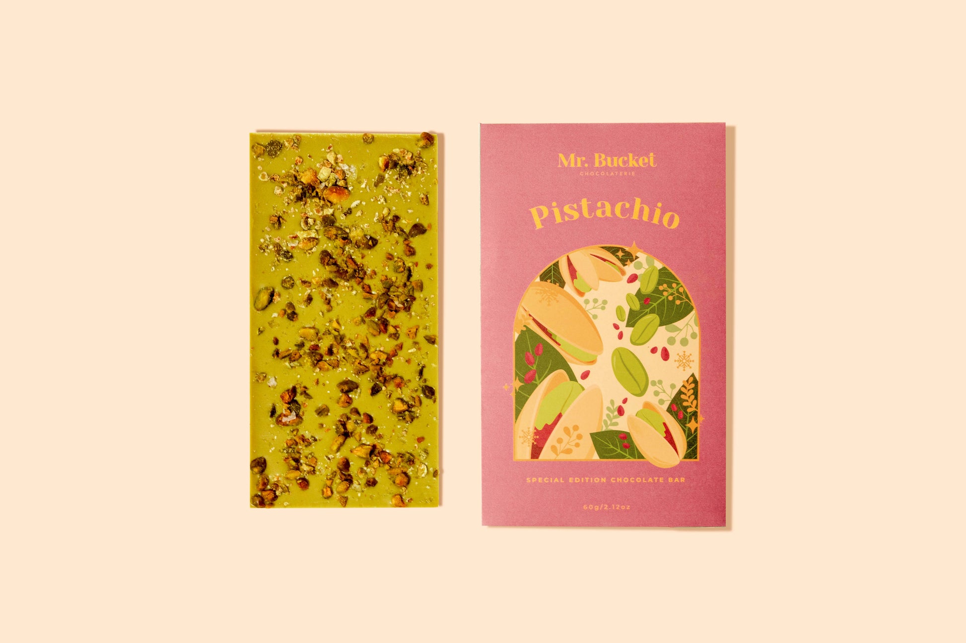 Red Roses with Mr Bucket Pistachio Chocolate Bar (ROA323)