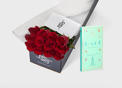 Red Roses with Laurent Bernard 70% Dark Chocolate Origin Bar (ROA329)
