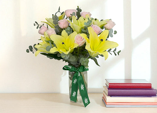 Lemon Blush Charm Mixed Flower Arrangement