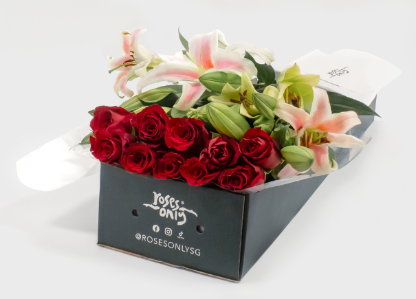 Red Roses With Pink Lilies Gift Box (ROA78)