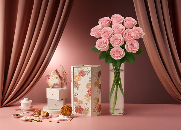 Pink Rose Signature Gift Box x Shangri-La Assorted Baked Mooncake 4pcs Gift Set (ROAMAJ10)
