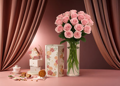 Pink Rose Signature Gift Box x Shangri-La Assorted Baked Mooncake 4pcs Gift Set (ROAMAJ10)