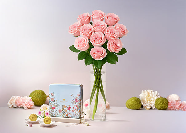 Pink Rose Signature Gift Box x Shangri-La Durian Snowskin Mooncake 8pcs Gift Set (ROAMAJ11)