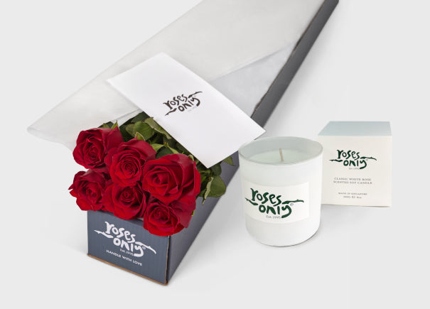 6 Red Roses Gift Box & Scented Candle | Roses Only SG – Roses Only Singapore