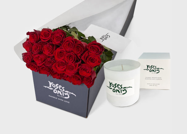 24 Red Roses Gift Box & Scented Candle | Roses Only SG – Roses Only Singapore