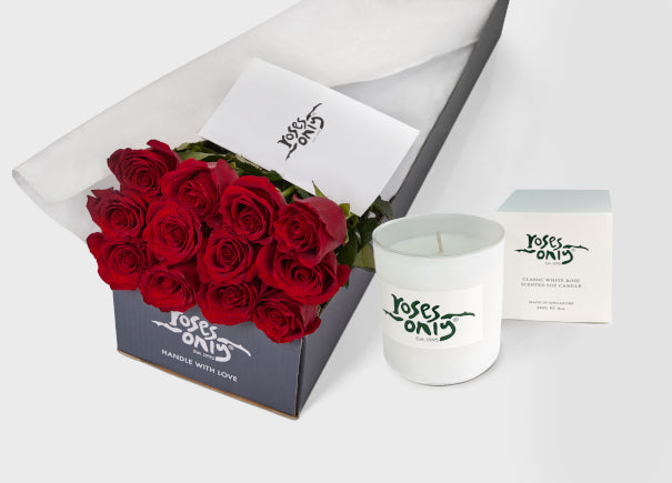 Red Roses Gift Box 12 & Scented Candle (ROA29-012)