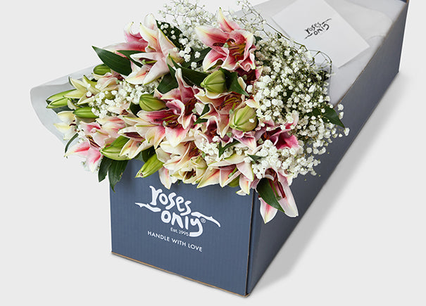 Pink Lilies With Baby's Breath Gift Box (ROA124)