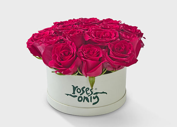 24 Bright Pink Roses in a Hat Box (ROA37-024)