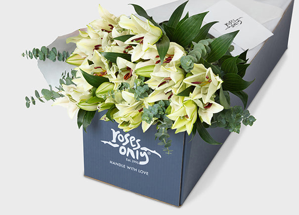 White Lilies With Eucalyptus Gift Box (ROA77)