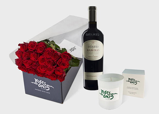 Valentine's Day Red Roses with Candle and Batasiolo Corda (VFROA166)